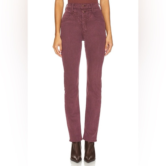 MOTHER Denim - Mother The Rocky Rider Skimp High Rise Skinny Jeans Mauve Wine Size 25